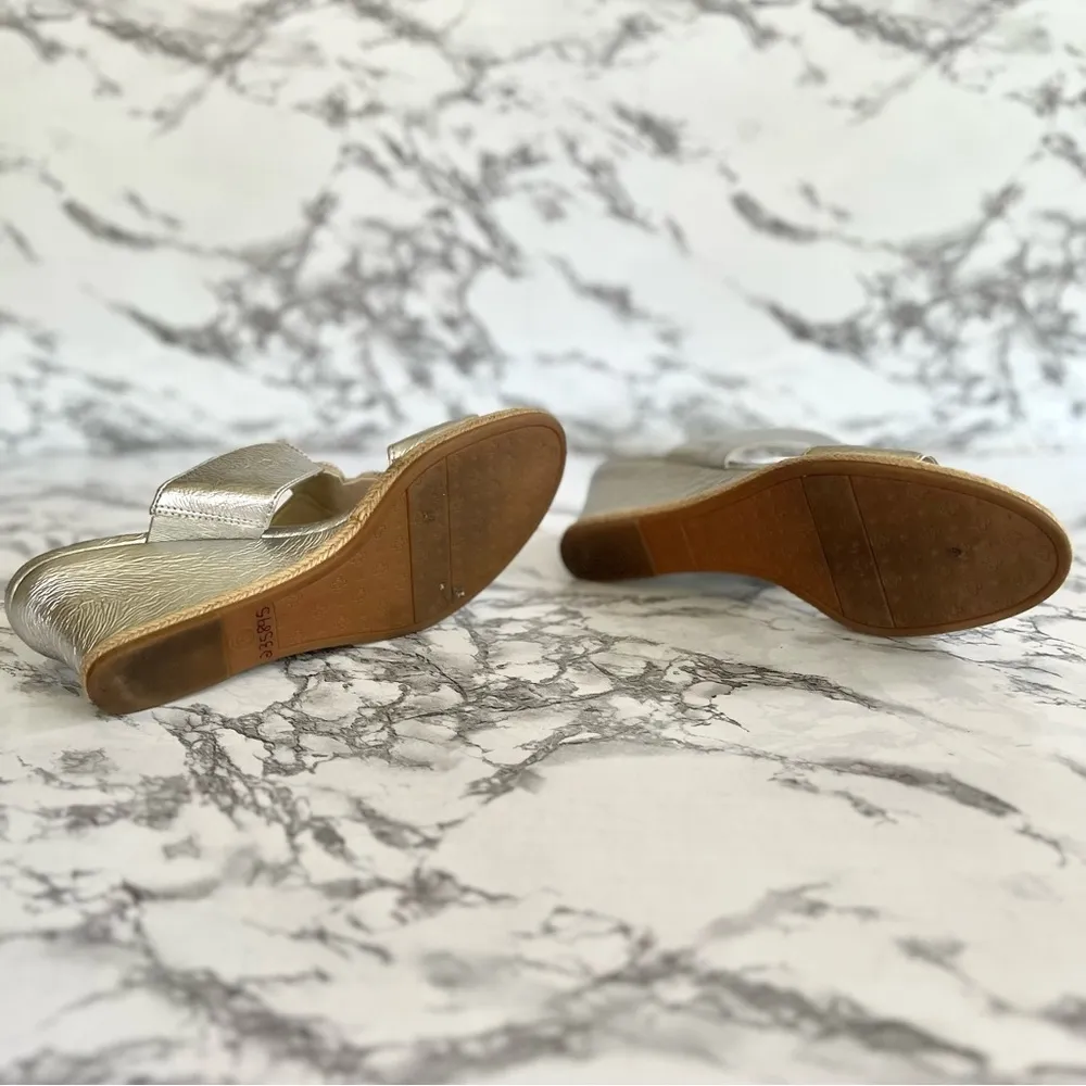 Etienne Aigner Vintage Haste Silver metallic Wedge Beaded Sandals 9 - Image 12