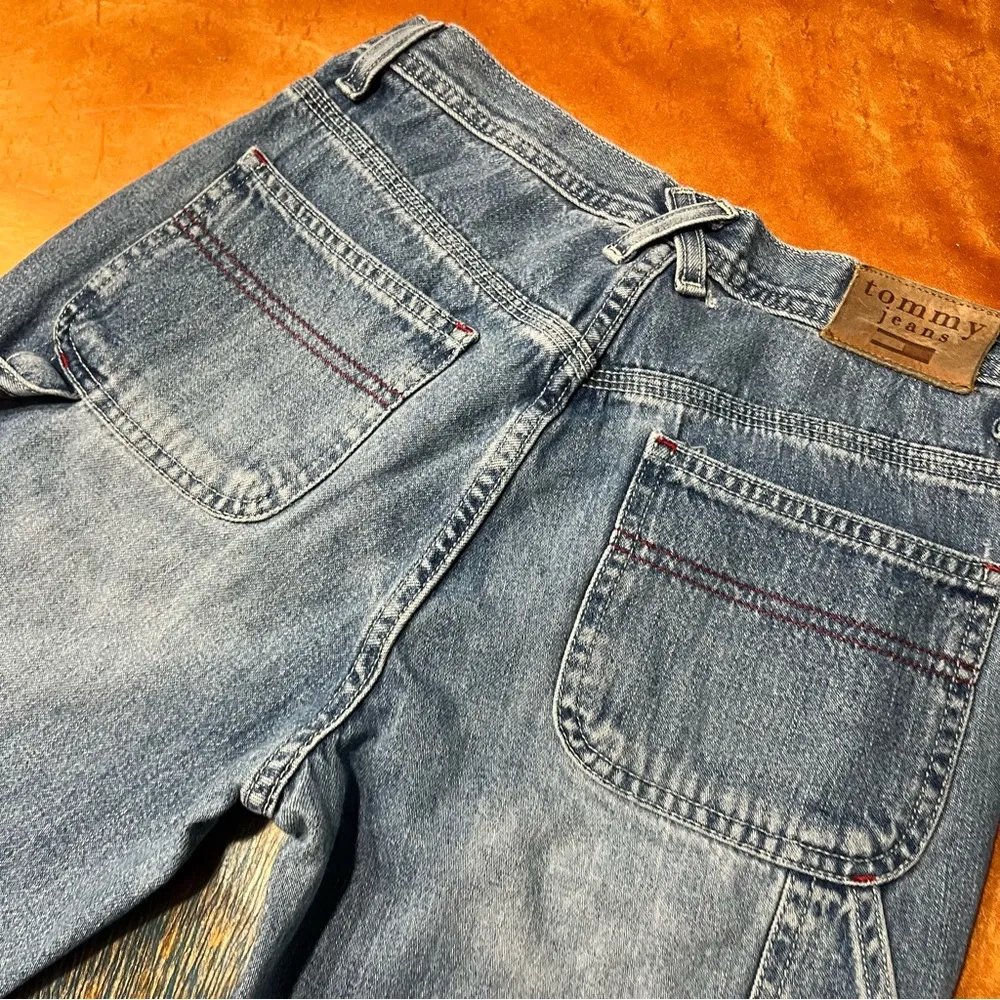 Vintage Y2K Tommy Hilfiger Distressed Cargo Jeans raw hem size 3 Juniors - Image 9