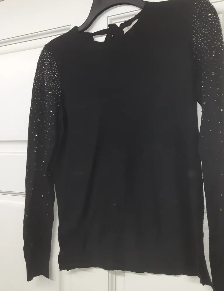 LOFT Black Rhinestone Sweater M - Image 7