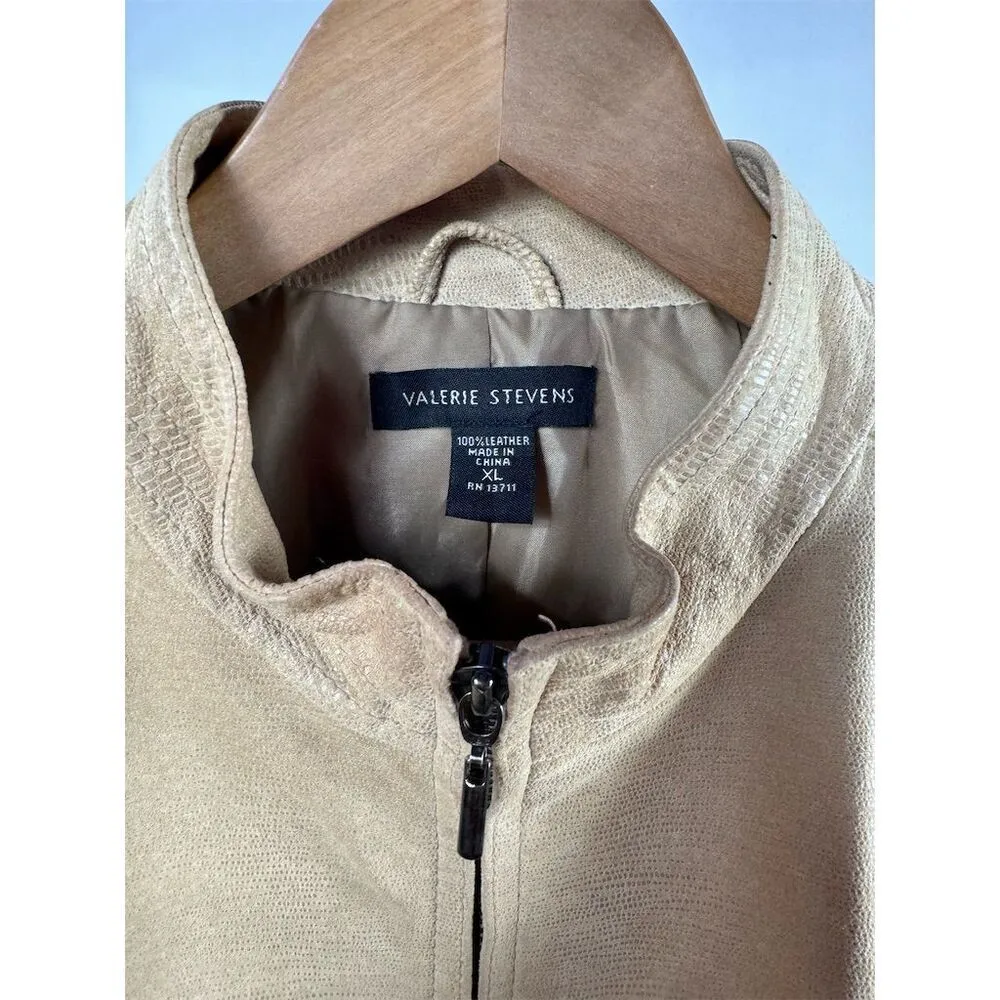 Valerie Stevens Leather Crocodile Texture Jacket in Tan Size Extra Large - Image 4