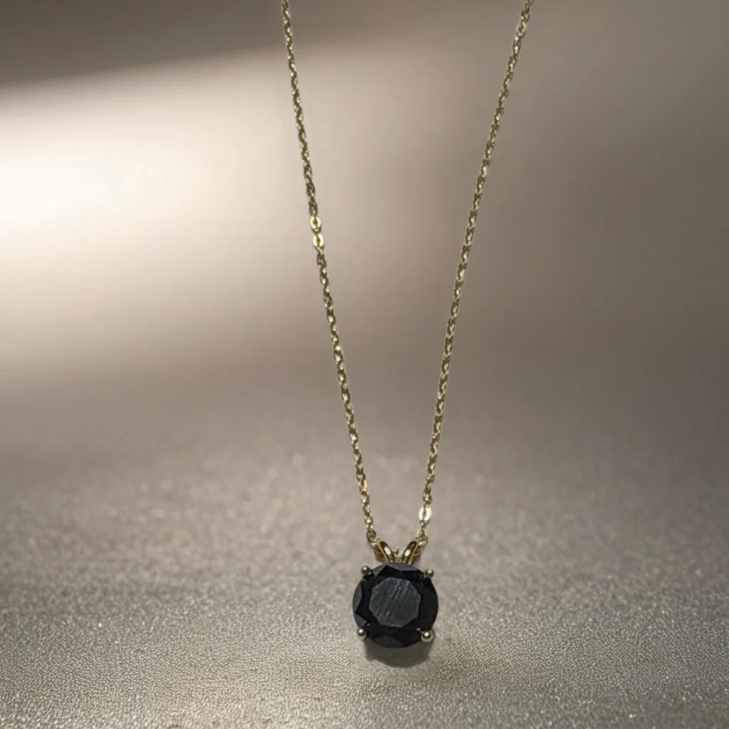 Chic Gold plated over solid silver Necklace with 3.0ct Black Moissanite Pendant - Image 2