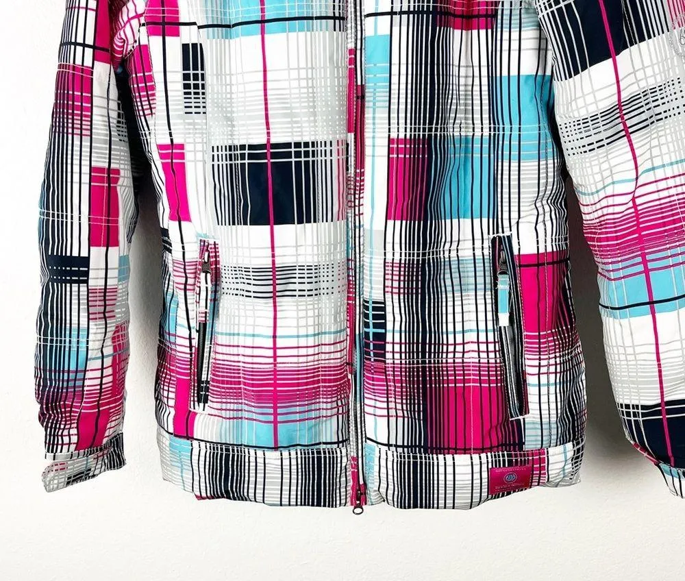 686 Plaid Mannual Echo Interior Exterior Pockets Insulated Ski Jacket Medium - Image 3