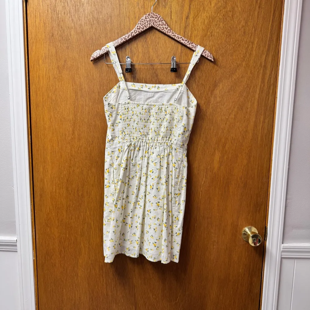 NEW Abercrombie & Fitch Sleeveless Mini Dress Lemon Print White Yellow Small - Image 13