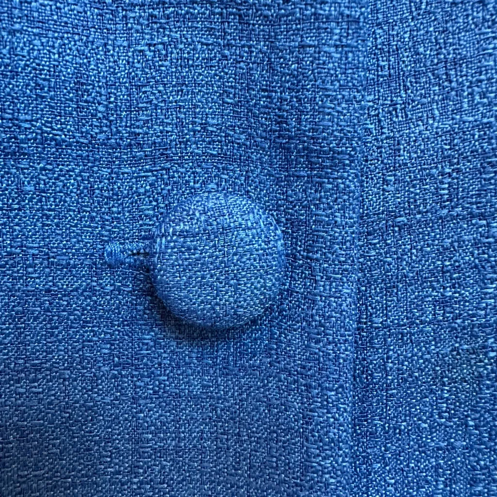 Vintage Leslie Fay 90’s Crop Retro Blue Blazer Black Trim Classic Chic Size 18 - Image 4