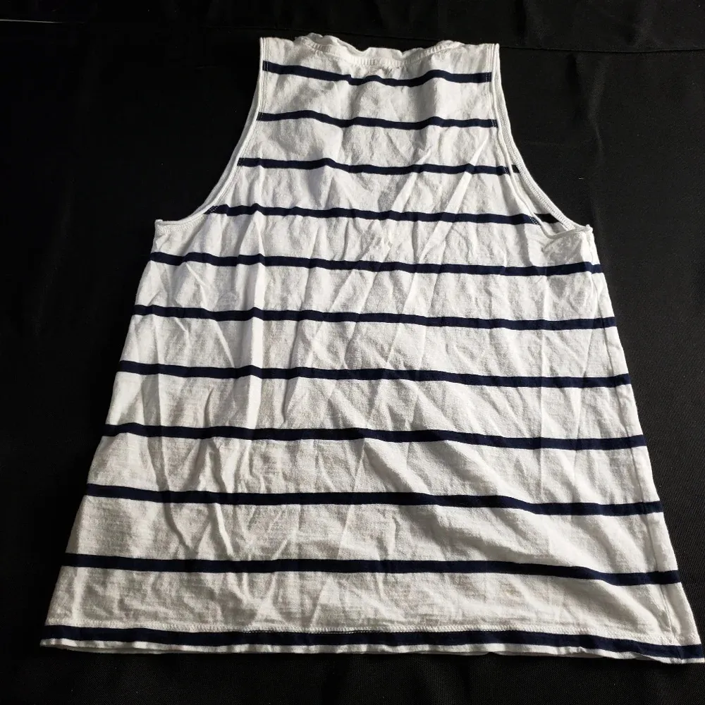 Madewell Whisper Cotton V-Neck Pocket Tank Top Preppy‎ Stripe Bright Ivory Small - Image 3