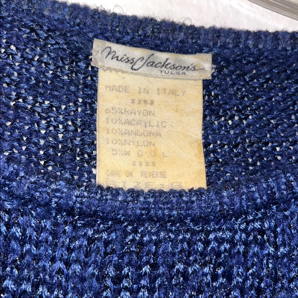 Vintage Italian Made Peacock Floral Sweater - Image 4