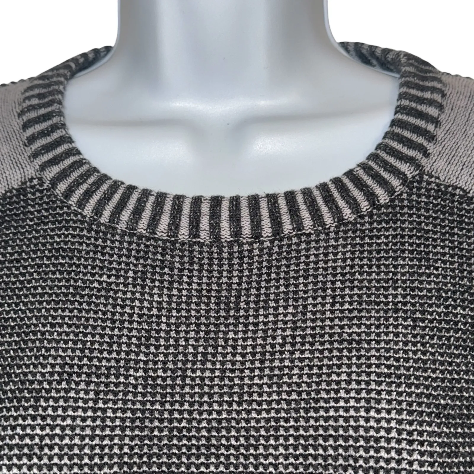 MARGARET O'LEARY Charcoal Grey Textured L/S Tiered Crew Neck Cotton Crop Top S - Image 3