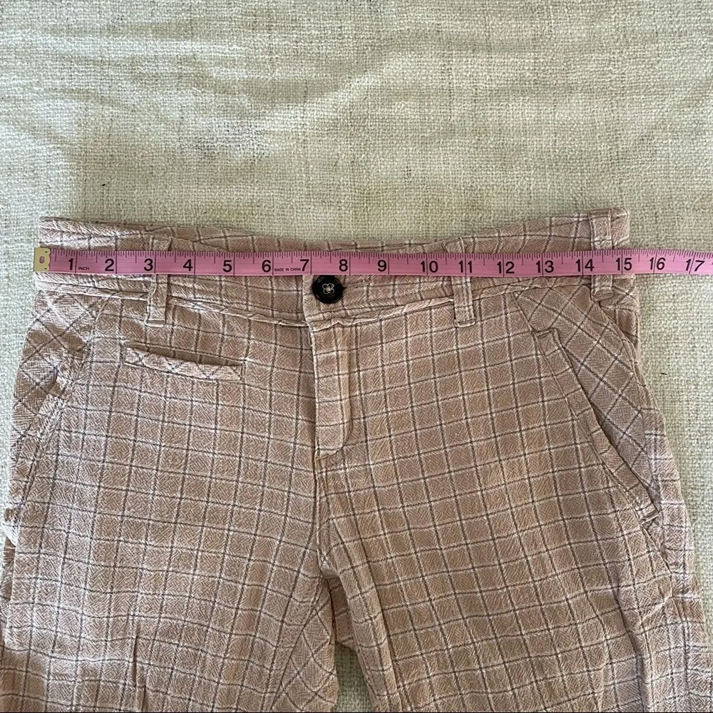 Free People Crinkle Tan Plaid Pants - Image 10