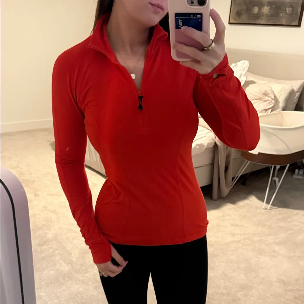 Zella Red orange So Soft Active Half Zip Pullover Workout long sleeve jacket top - Image 6