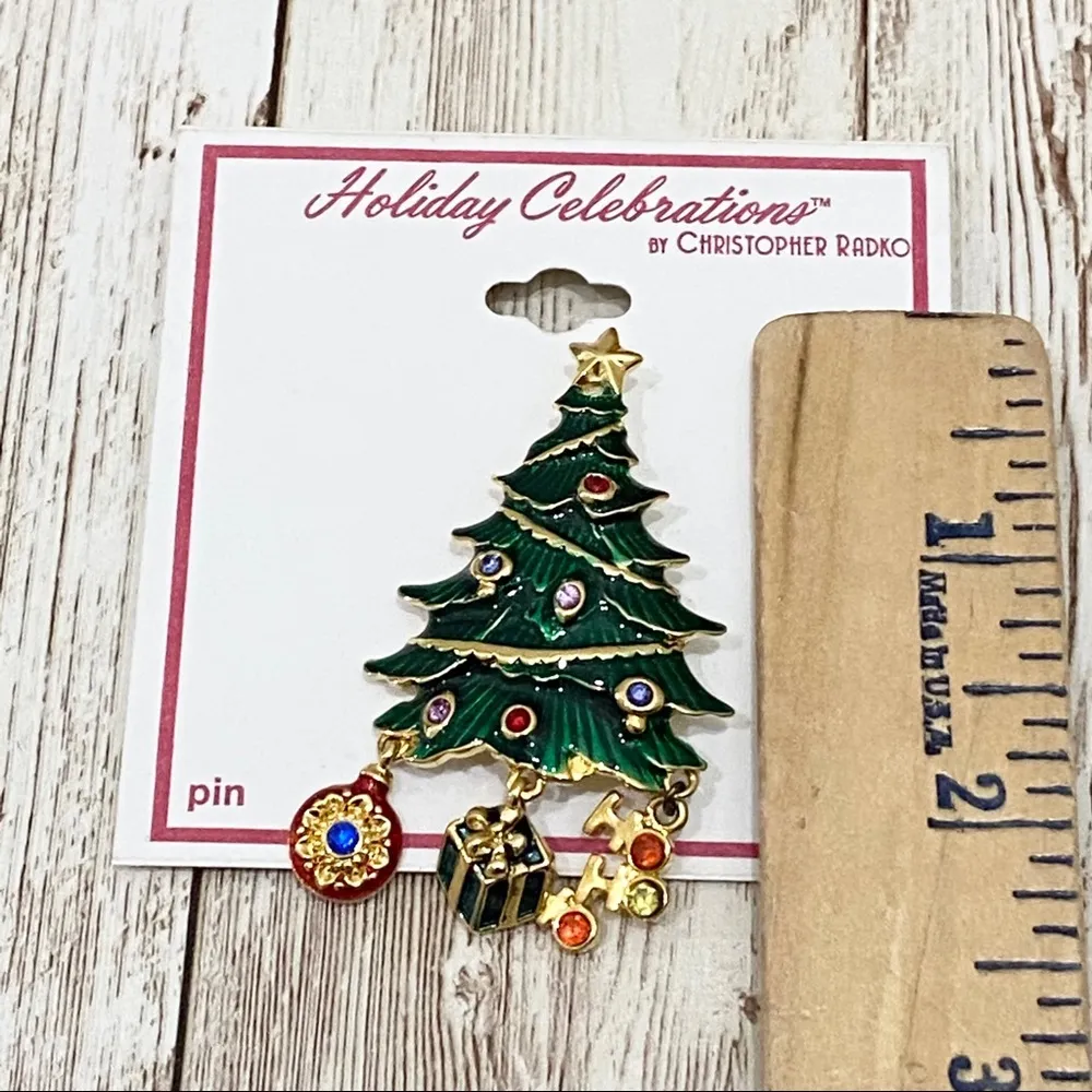 Rare Christopher Radko Christmas Tree Brooch - Image 6
