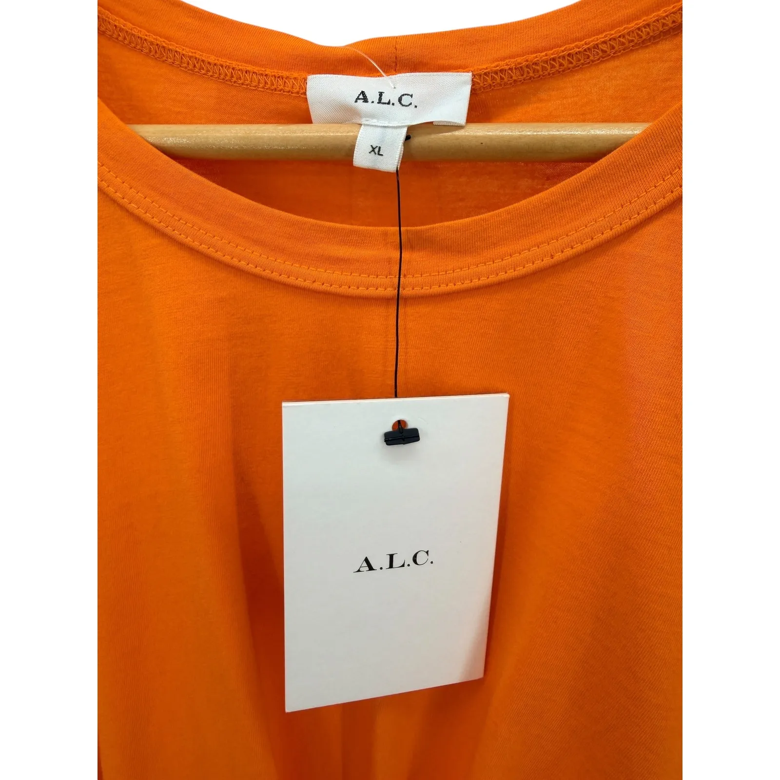 A.L.C. Josie Orange Tie Waist Puff Sleeve Cotton Top XL NWT Wrap Resort Vacation - Image 3