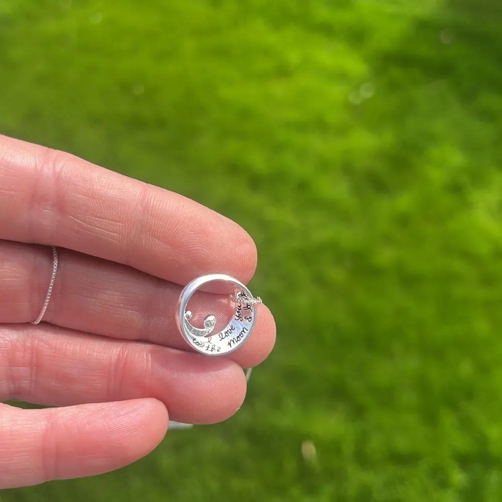 Sterling silver I love you to the moon and back necklace NWT 18in - Image 5