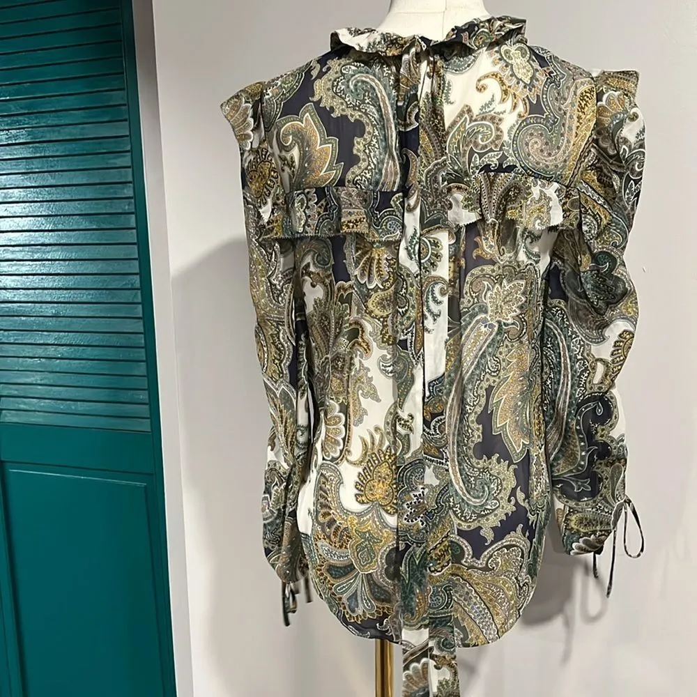 Veronica Beard NWOT Howell Floral Paisley Ruffle Silk blouse - 2 - Image 5