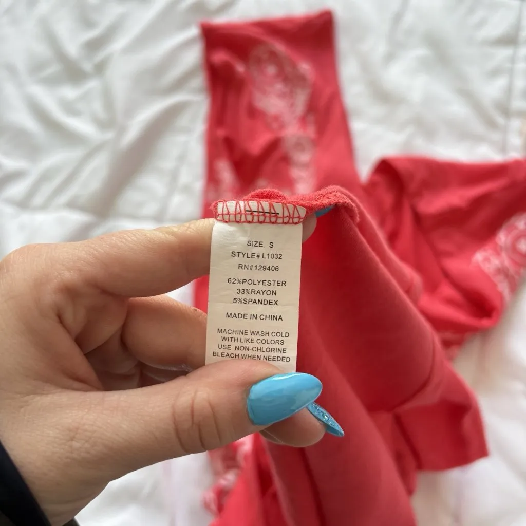 Vintage 90s Y2K Womens Small Pink Geometric Midi Dress Coquette Dainty Romantic - Image 7