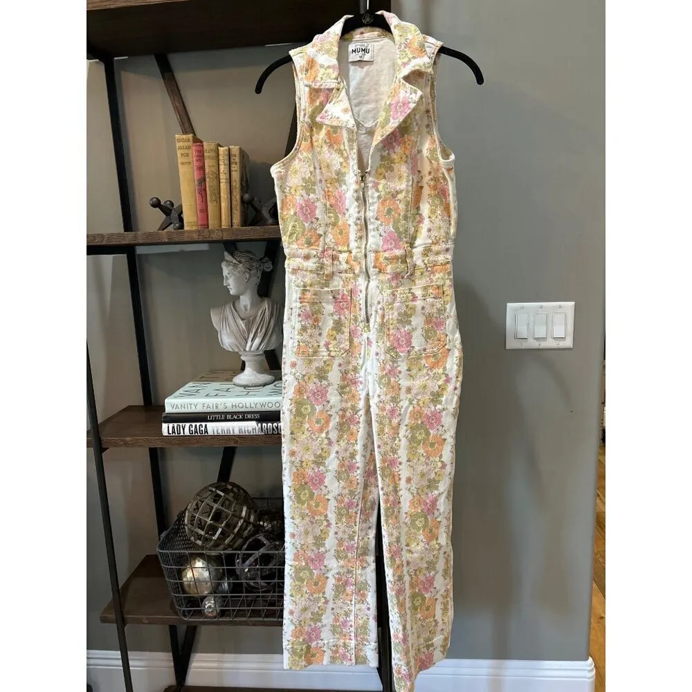 Show Me Your Mumu Jacksonville Cropped Jumpsuit Groovy Blooms Stripe Womens S - Image 6