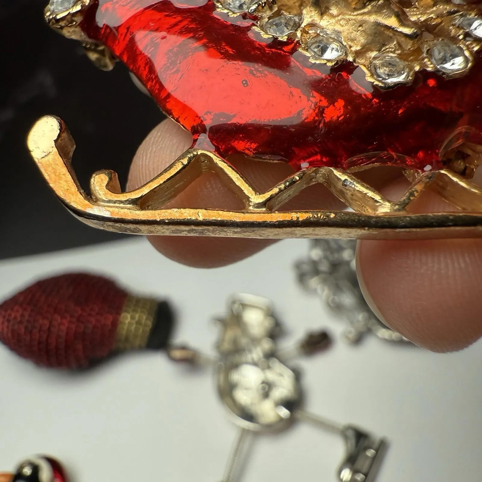 Christmas Holiday Lot Of 5 Brooch Pin Light Bulb Snowman Penguin Sleigh Stocking - Image 6