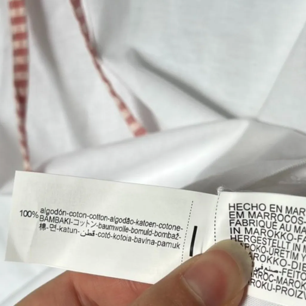 Zara Gingham Check Contrast T-shirt Women's Medium - Image 6