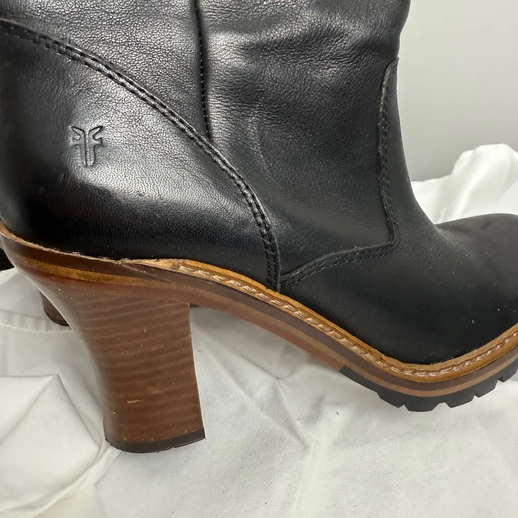 Frye Black Leather Heeled Boots - Image 9
