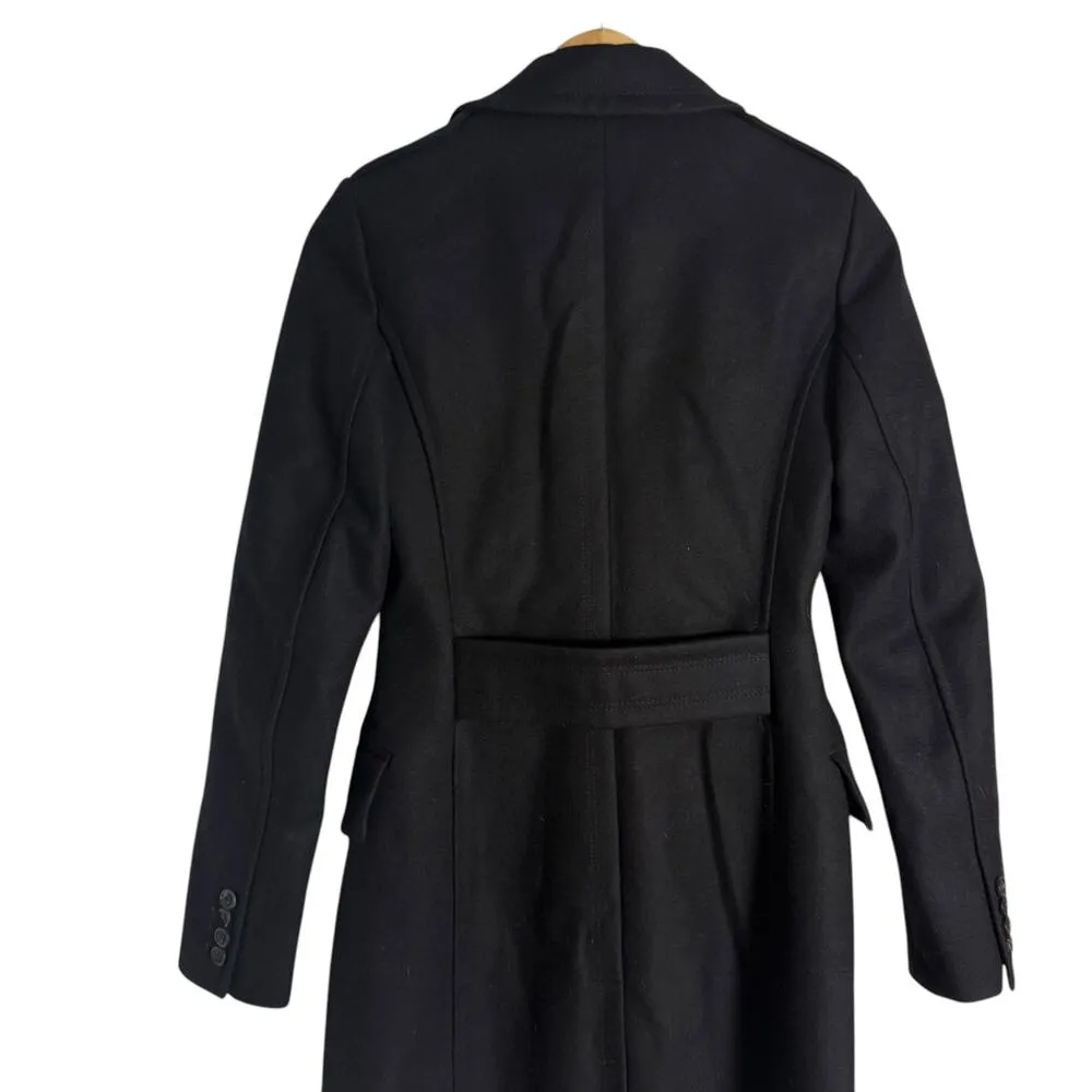 Reiss  Black Wool Double Breasted Long Coat Size 0 - Image 6