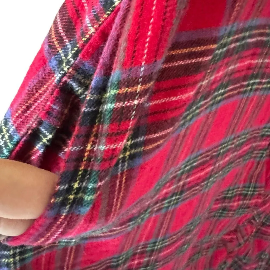 La Cera Lightweight Holiday Granny Flannel Red Plaid Night Gown Sz M #2500 Size M - Image 6