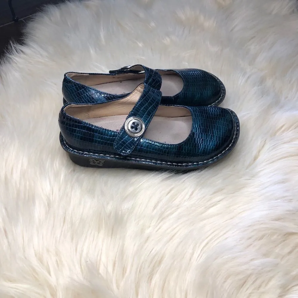 Alegria Paloma 133 Snake embossed blue/green sz 35 - Image 7