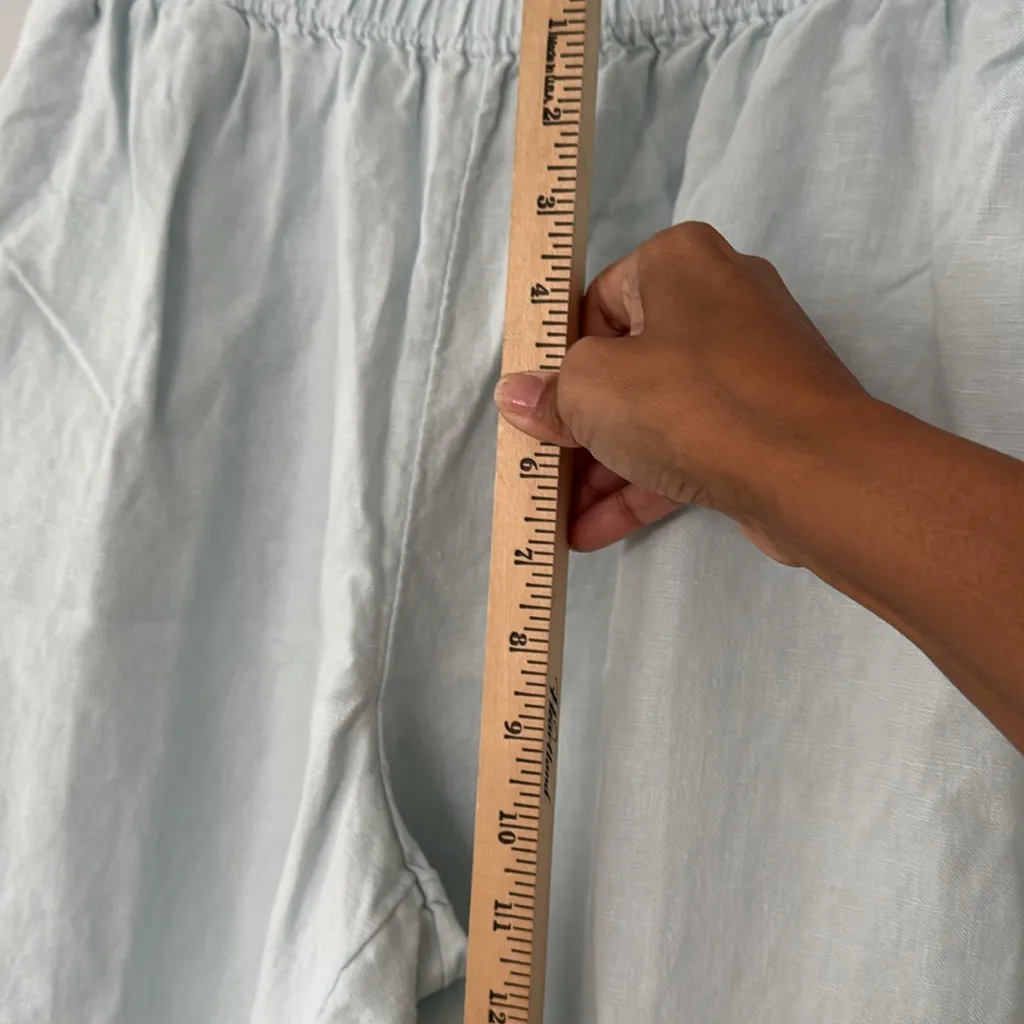 J.Jill Women's Linen Crop Pants Mint Green Beach Summer Elastic Waist Size M Size M - Image 7