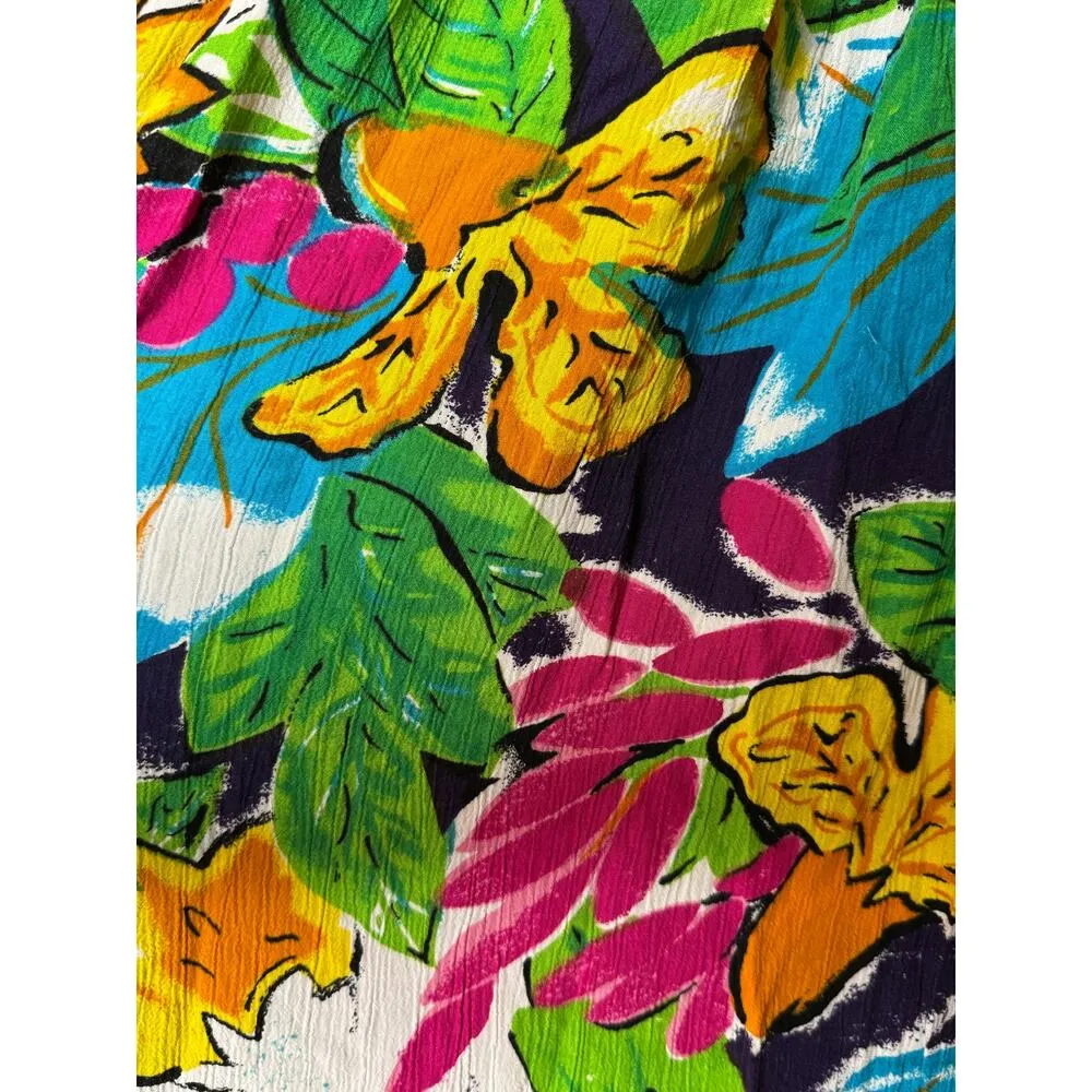 Vintage Retro tropical colourful midi skirt elastic waist & pockets size medium Green - Image 13