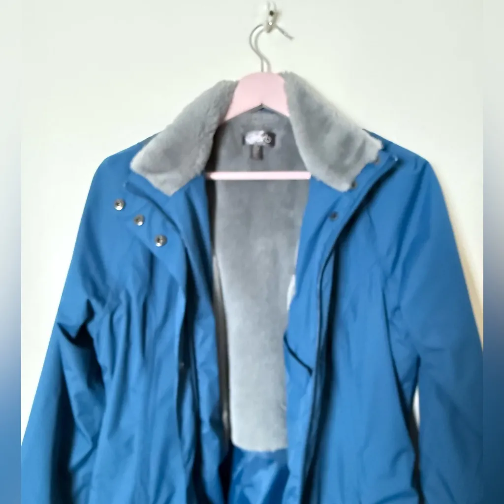 Orb‎ Brand nylon snap zip utility jacket faux fur lining Blue - Image 3