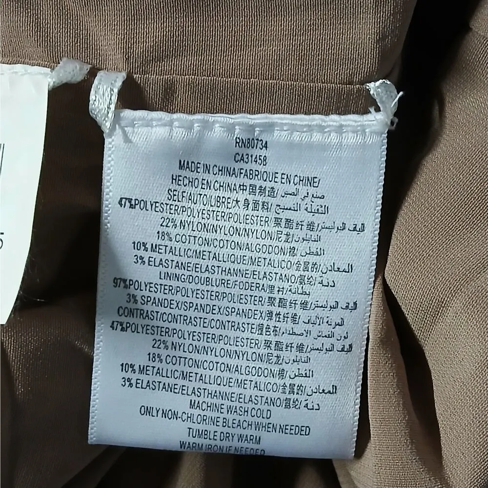 $348 NWT BCBGMAXAZRIA Simsom Taffeta Cocktail Dress Womens 6 Brown Party Wedding - Image 13