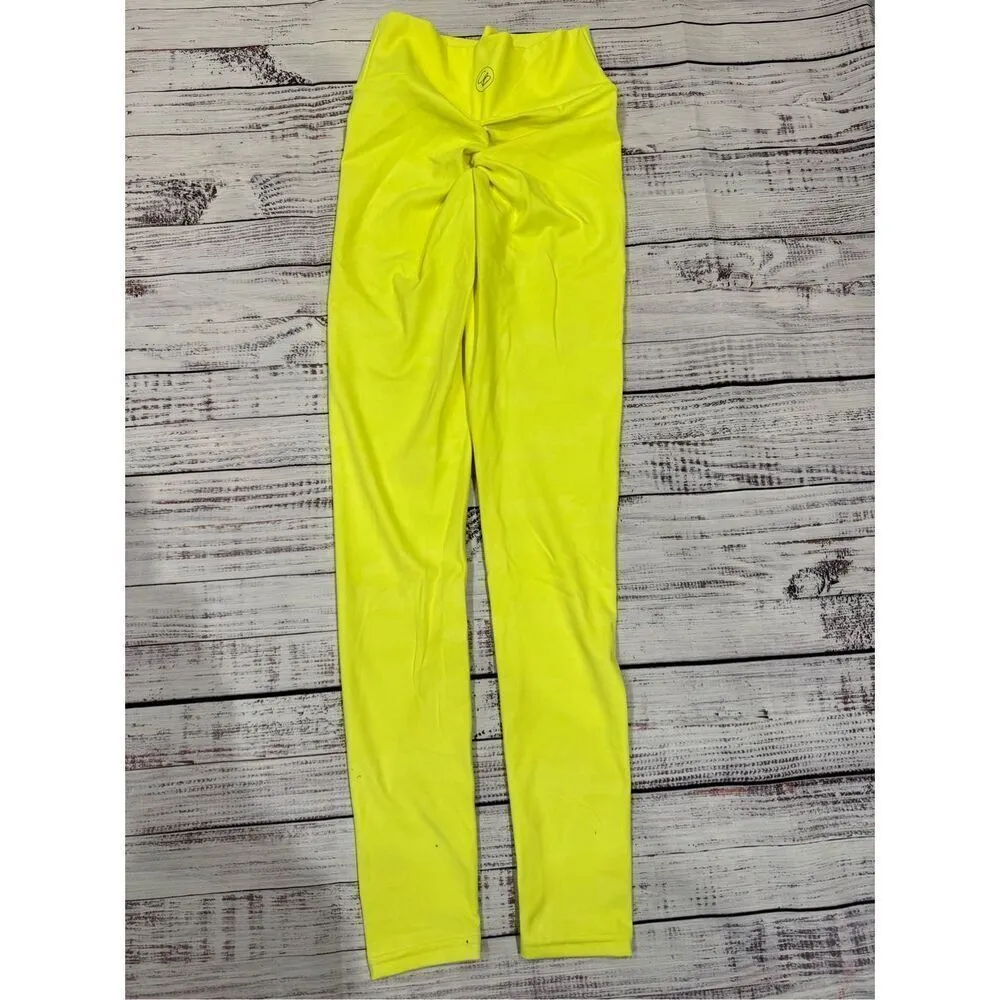 Celestial Bodiez High Waist Neon Tetra Camo Leggings in Yellow Size Small - Image 6