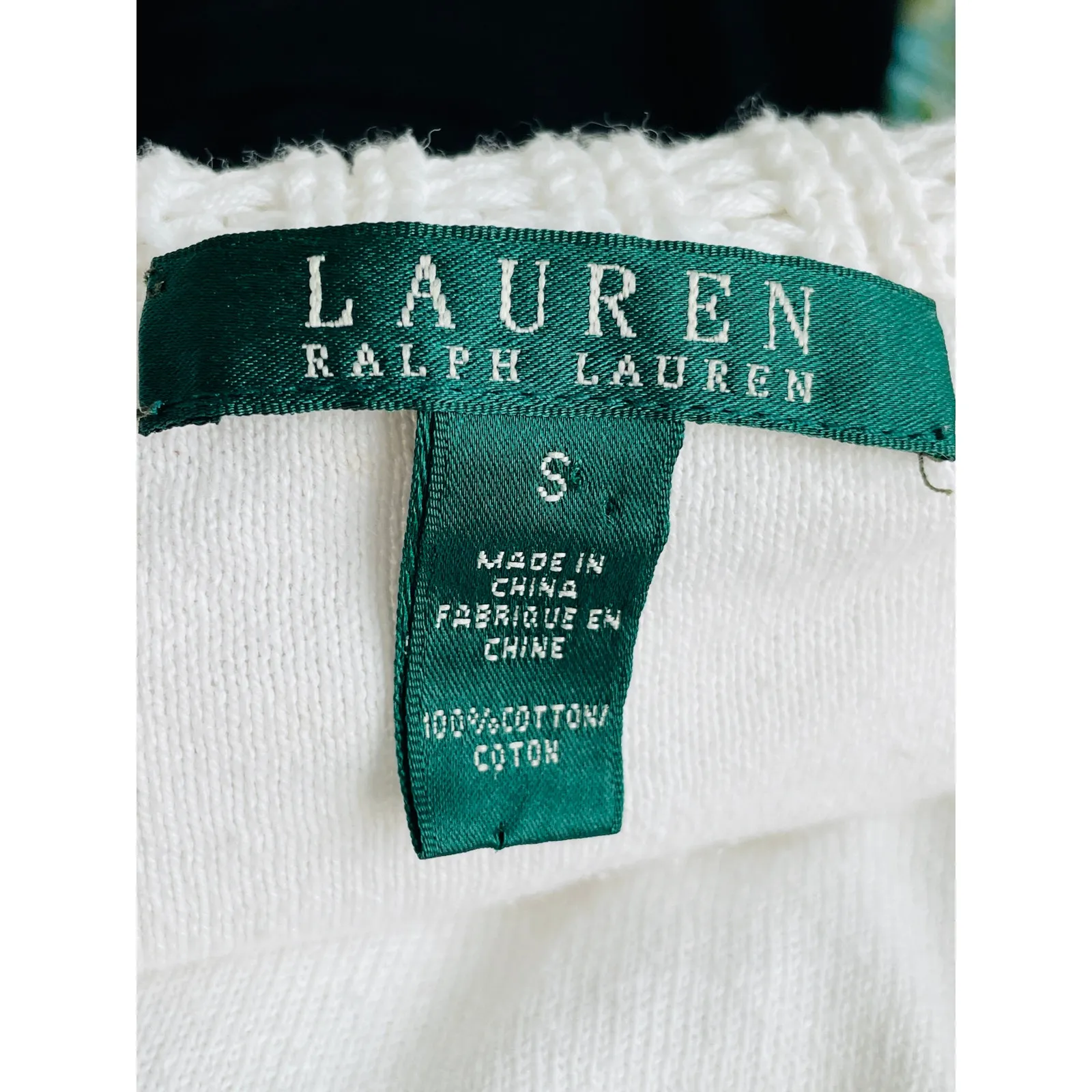 Lauren Ralph Lauren White Ribbed Cardigan Sweater Brass Crest Buttons Size Small - Image 5
