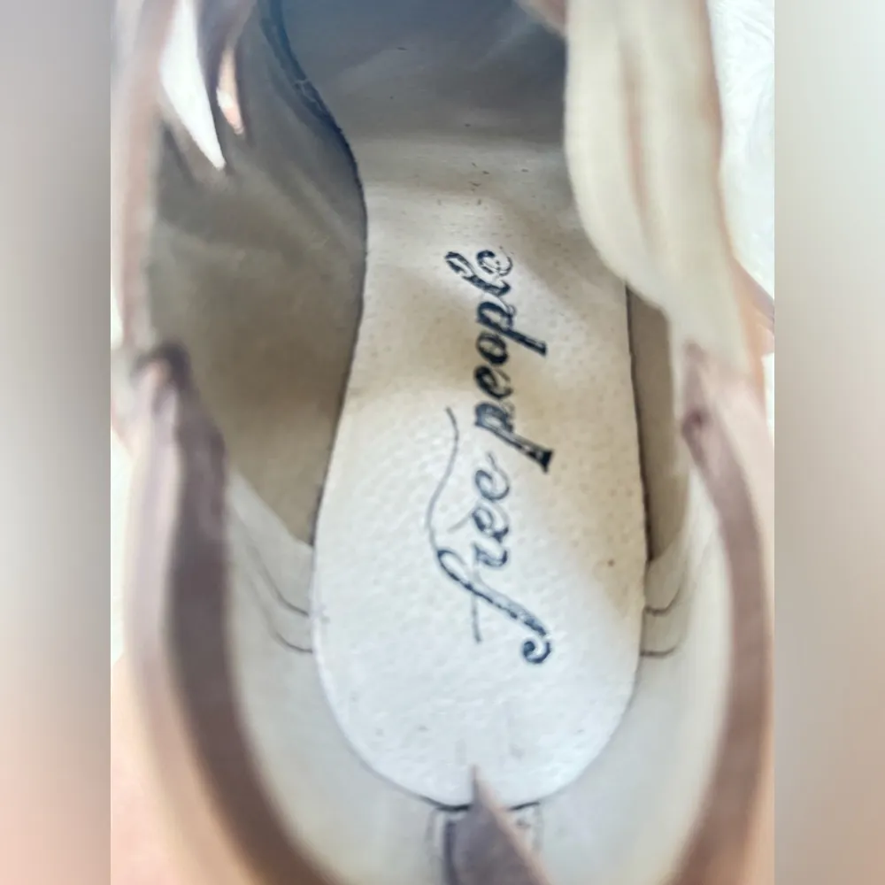 Free People “Lost Valley” Leather Ankle Boot Distressed Straps in Grayish Tan 38 - Image 8