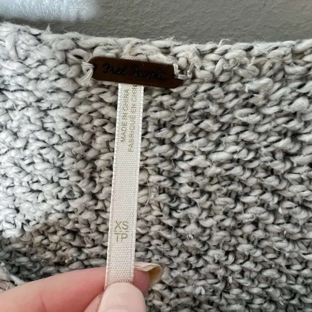 Free people gray knit oversized short sleeve jumper casual boho cotton XS - Image 7