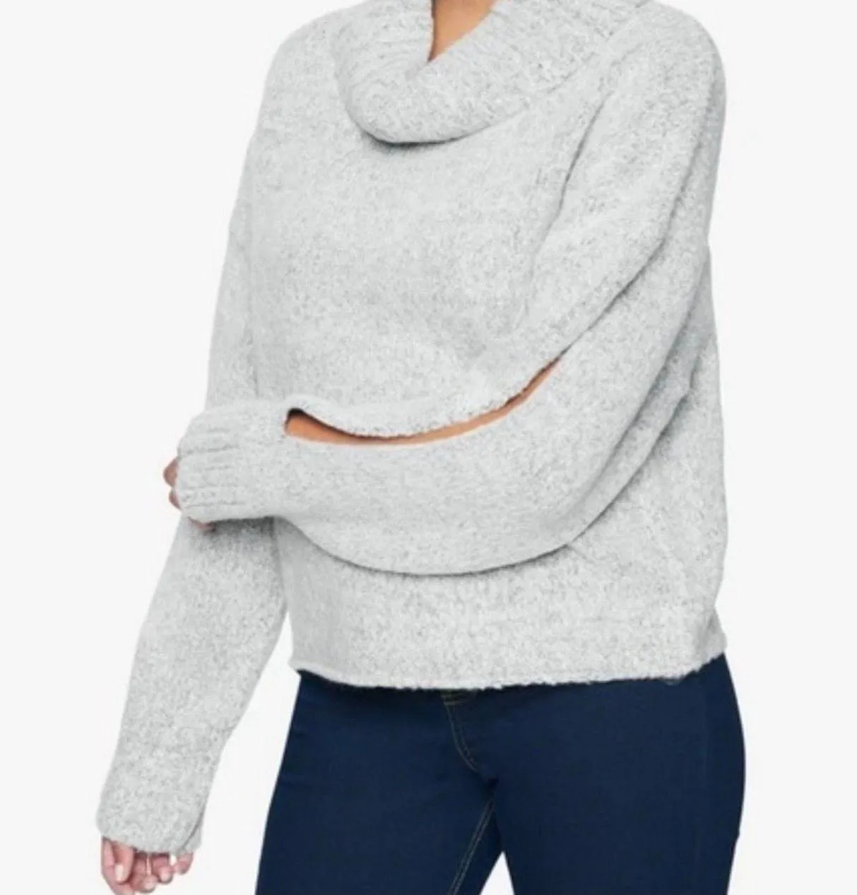 Kendall + Kylie  Turtle Neck Grey Sweater - Image 2