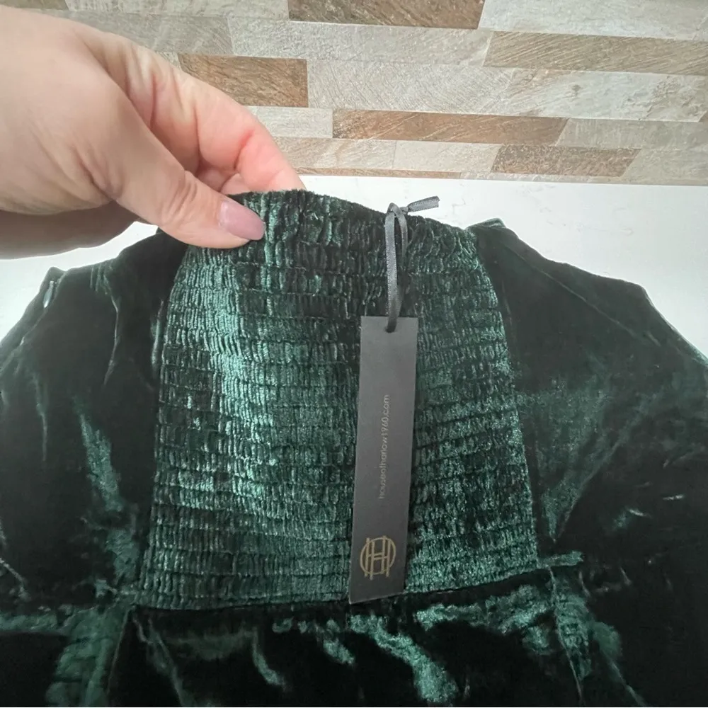 HOUSE of Harlow 1960 x REVOLVE Velvet mini dress with shoulders ties Green Sz L Size L - Image 14