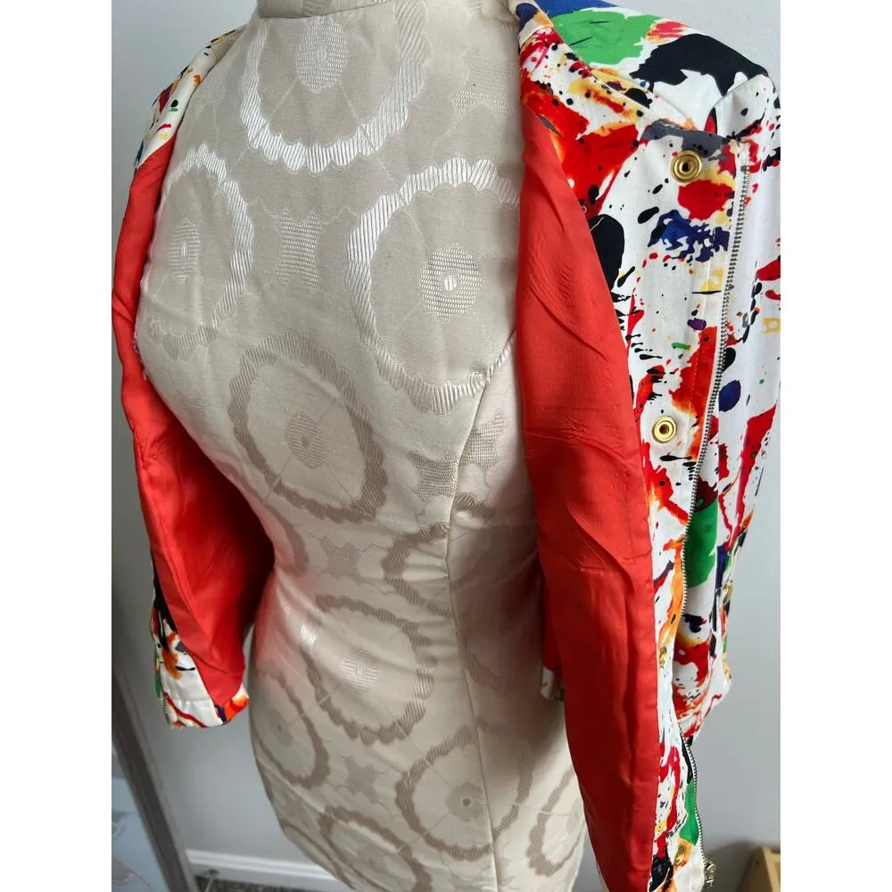 Anthracite Women's Abstract Modern Art Paint Splatter Jacket Size 6 White - Image 7
