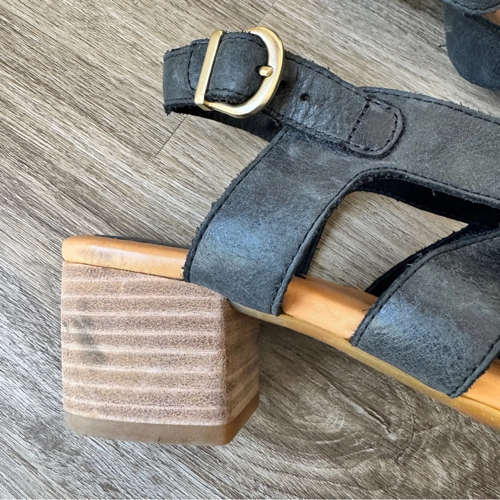 Born Black Leather Strappy Heeled Sandals Womens 8 Beachy Summer Casual Shoes - Image 10