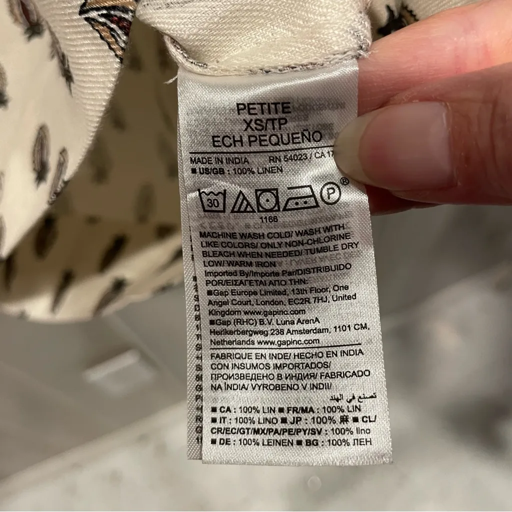 Cute creamy linen print crop short sleeve top Banana Republic scoop neck - Image 8