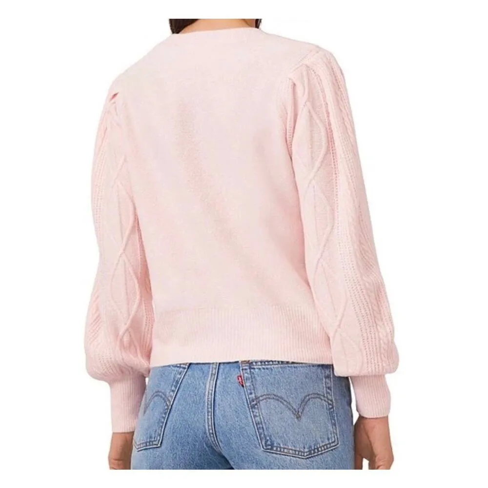 1. State  balloon sleeve soft stretch cable knit sweater L - Image 2