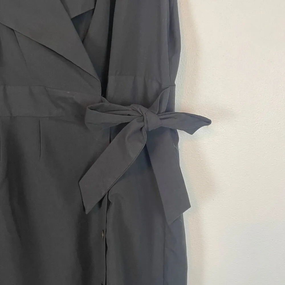 NWT Simply Noelle Womens L/XL Black Sleeveless Collared Wrap Dress Button Detail - Image 2