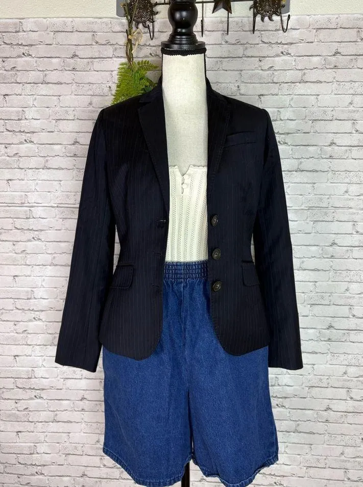 J. Crew Super 120 Navy Pin Stripe Wool Blazer - Image 6