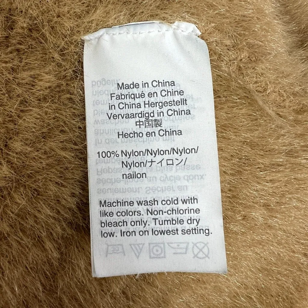 J CREW Point Sur Cardigan Sweater Jacket‎ Womens M Fuzzy Zip Up Oversized Camel Brown Size M - Image 11