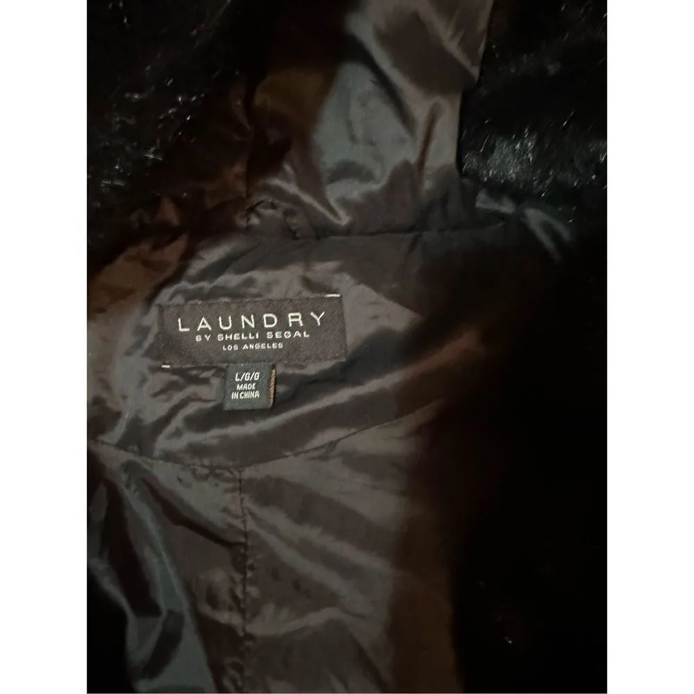 Laundry by Shelli Segal Womens Down Warm Parka Coat sz Large black - Image 5