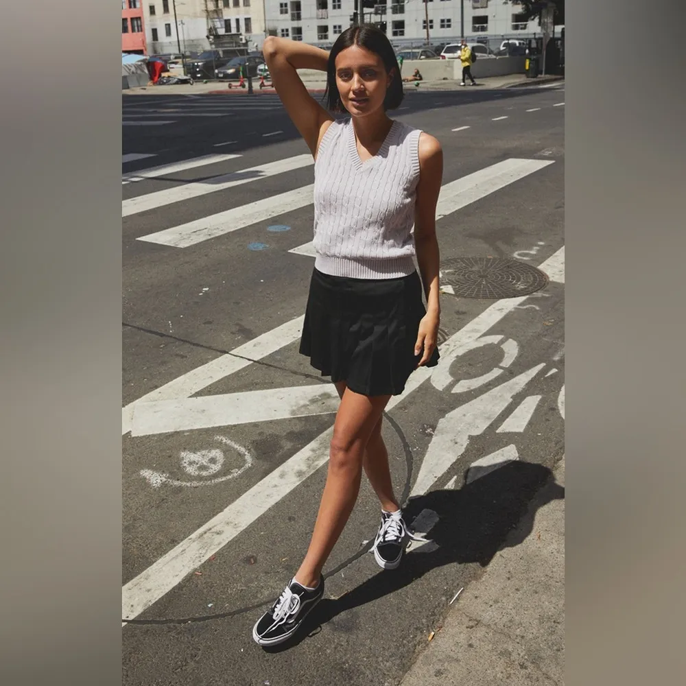 John galt pastel lilac silver cable knit sweater vest 100% cotton one size S M​ - Image 3