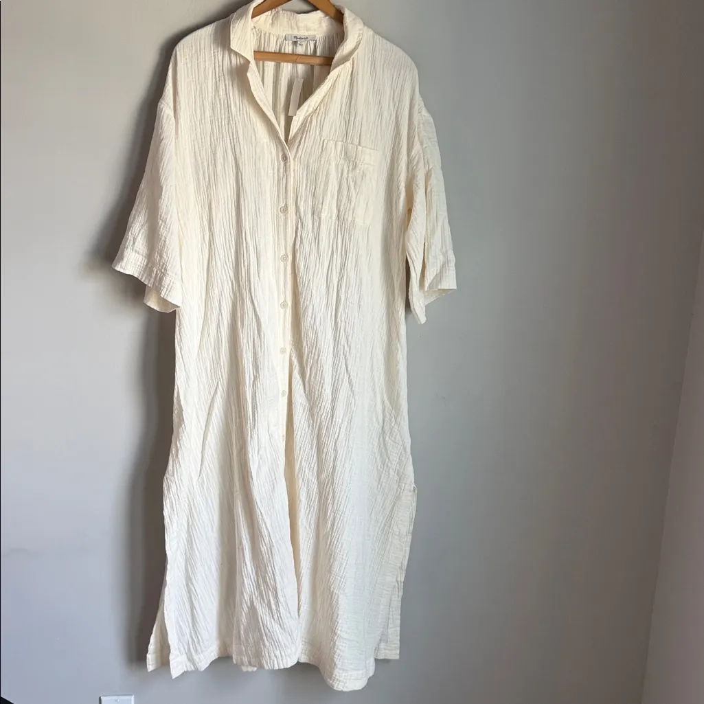 NEW Madewell Lightestspun Cover-Up Maxi Shirtdress Medium - Image 2