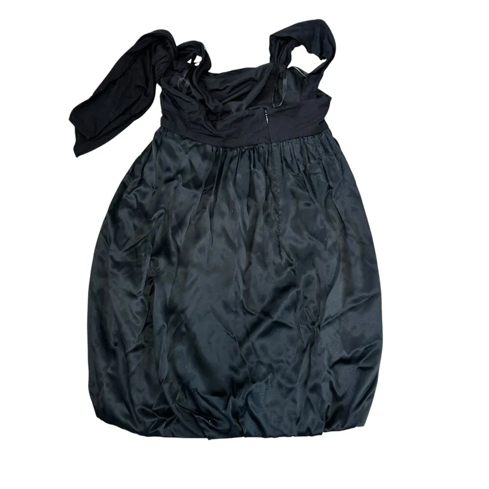 BCBGMaxAzria Black Mini Dress 0 Grecian Draped Bubble Hem Empire Waist Y2K - Image 6