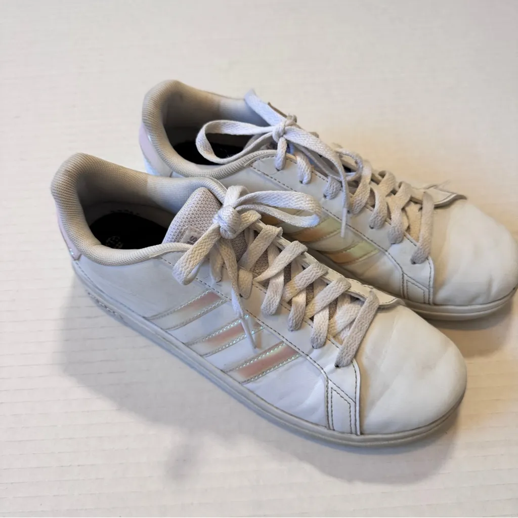 Adidas White Leather Grand Court 2 Sneakers Running Shoes Women’s 7 Athletic - Image 12