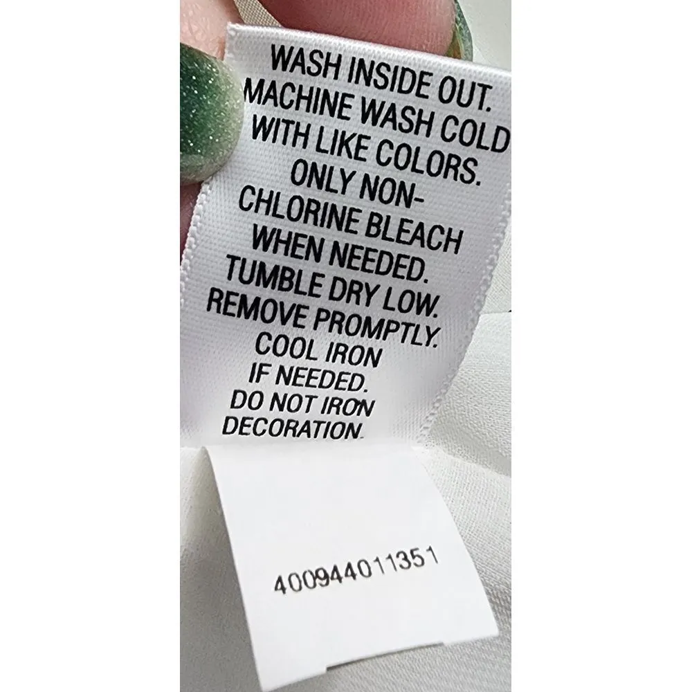 ELLE White Pleated Sleeveless Top with Delicate Floral Print Size M Black Size M - Image 8