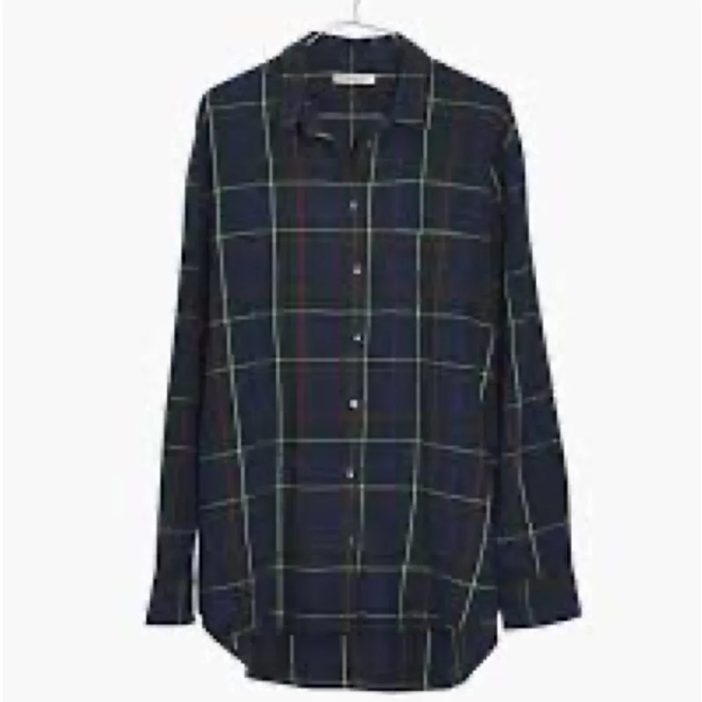 Madewell Flannel Oversized Ex-Boyfriend Shirt in Dark Plaid small - Image 2
