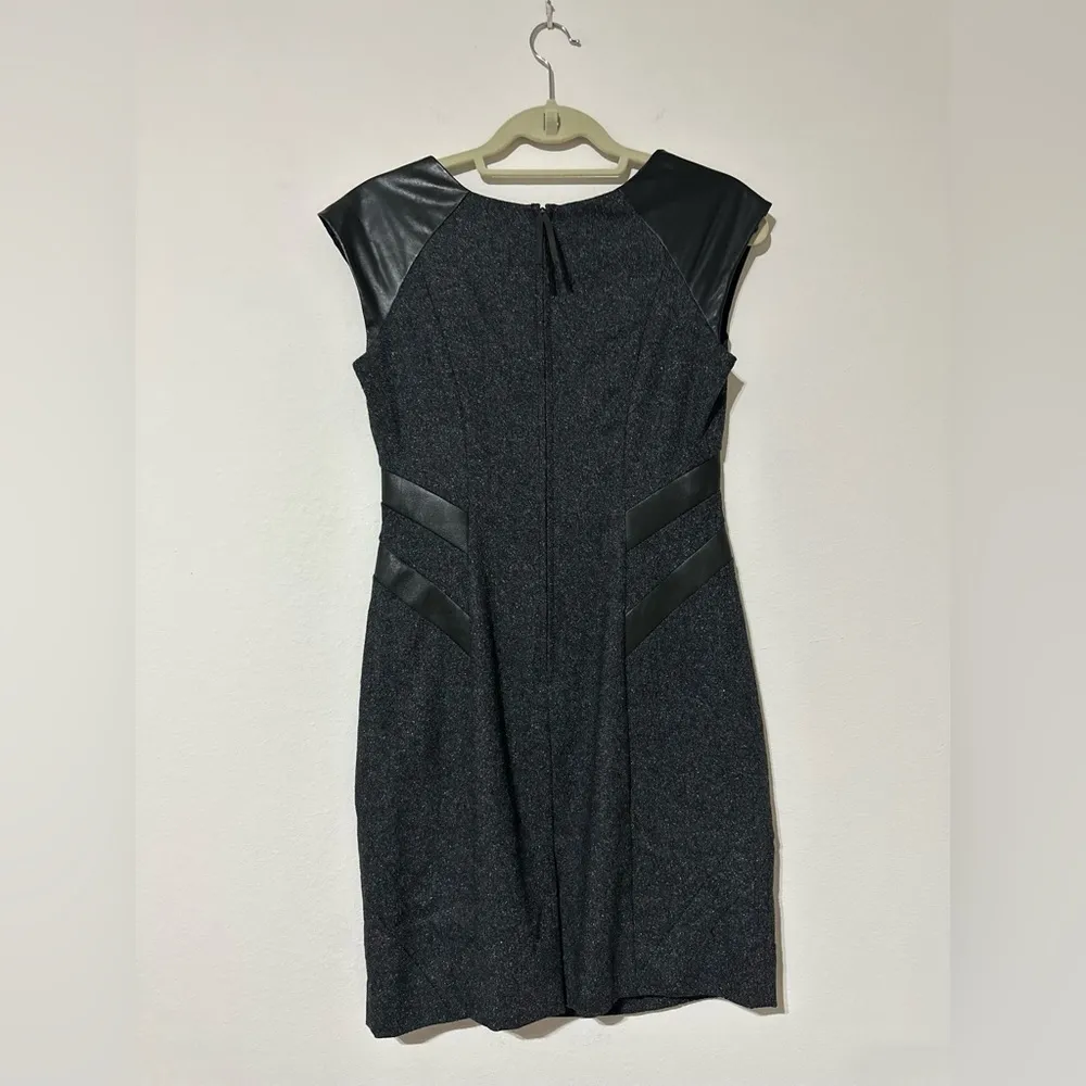 Rebecca Taylor Women's 8 Sleeveless Leather Trim Tweed Wool Dress - Image 2